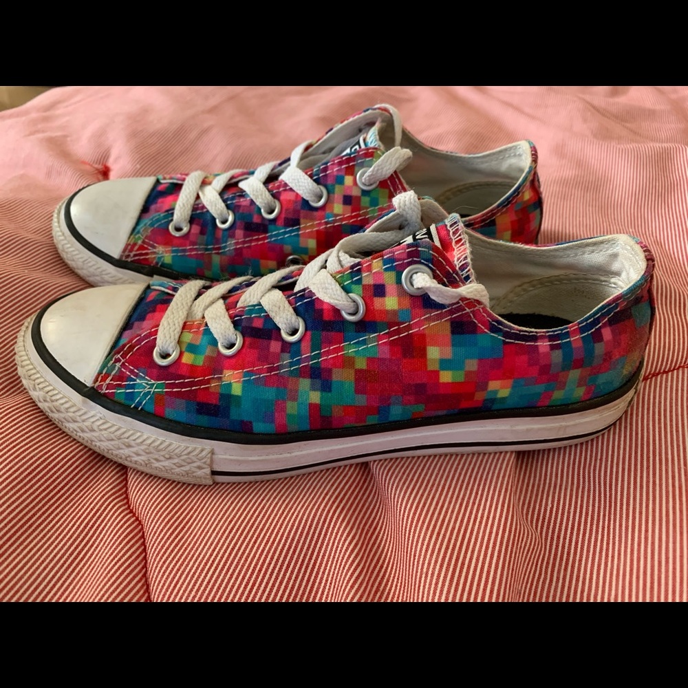 Youth size 3 “Rainbow Pixels” Chuck Taylor’s